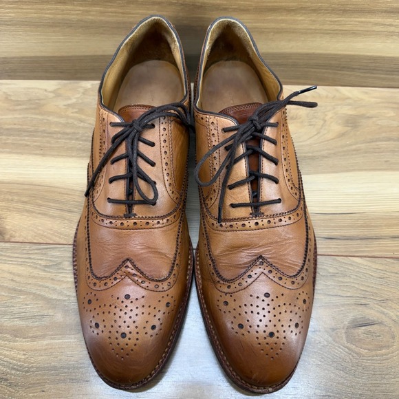 Beckett Simonon Kent Brogue Wingtip Derby Mens 12 Cognac Burnished Leather - Picture 5 of 11
